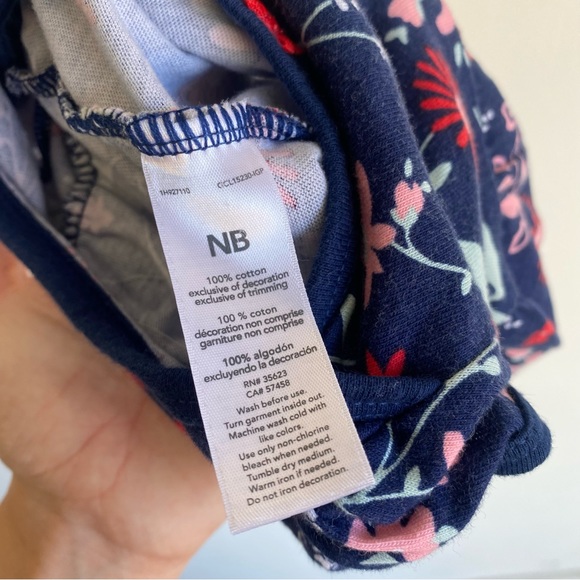 Newborn Dress Baby Girl Short Sleeve Summer Clothes Floral Carter’s Navy Blue - Picture 2 of 3